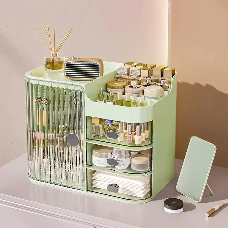 Caja de almacenamiento de cosméticos, a prueba de polvo, humedad e impermeable, con gran capacidad para productos de cuidado de la piel, con posibilidad de almacenamiento en capas.