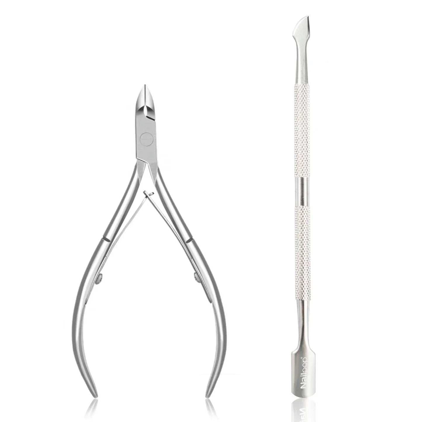 Nailpop - Cortauñas profesional de acero inoxidable, tijeras, alicates, función de quitacutículas, kit de herramientas para manicura y cuidado de uñas
