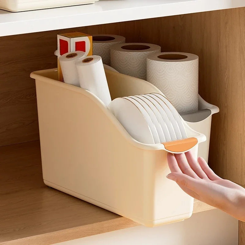 Organizador de gabinete con ruedas, contenedores de almacenamiento grandes, estantes ajustables, espacios estrechos, caja de organización multiusos para cocina y hogar