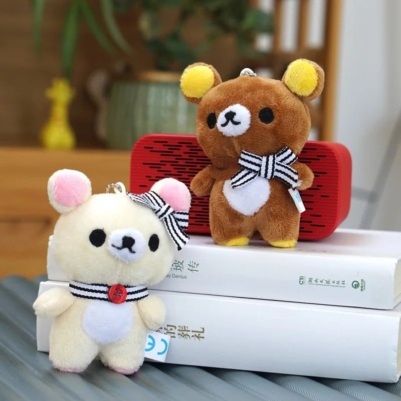 Llavero de peluche de Rilakkuma, accesorio de mochila suave con colgante, regalo de cumpleaños para niña y niño.
