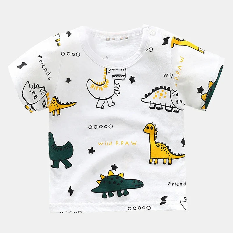 Ropa para niños, camisetas, ropa para niños, camisetas de verano para niños y niñas, camisetas de dibujos animados, ropa de manga corta, 100 % algodón, ropa para bebés