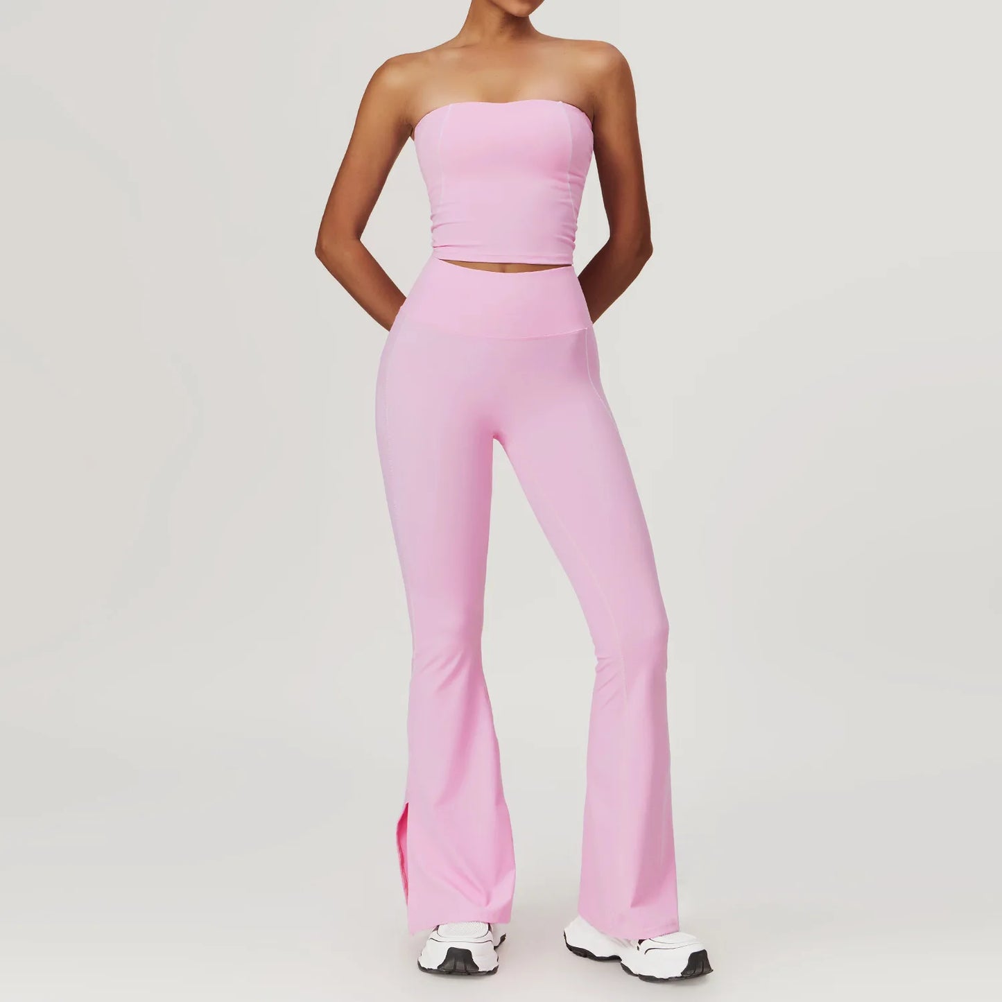 Conjunto deportivo de yoga FUBEIKE para mujer, de verano, color nude, ajustado, con espalda descubierta, ideal para gimnasio, ropa deportiva para mujer, para correr al aire libre.