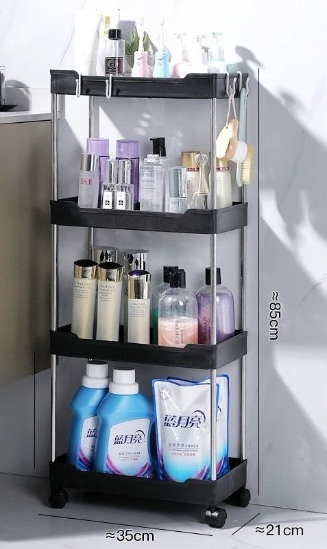 Carrito de almacenamiento para baño con ruedas de 3/4 capas, organizador multiusos para baño, cocina, oficina, etc.