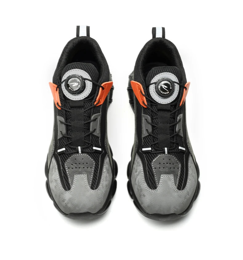 Zapatos de seguridad con botón giratorio para hombre, calzado de trabajo antigolpes y antiperforación, calzado deportivo de moda, botas protectoras de seguridad.