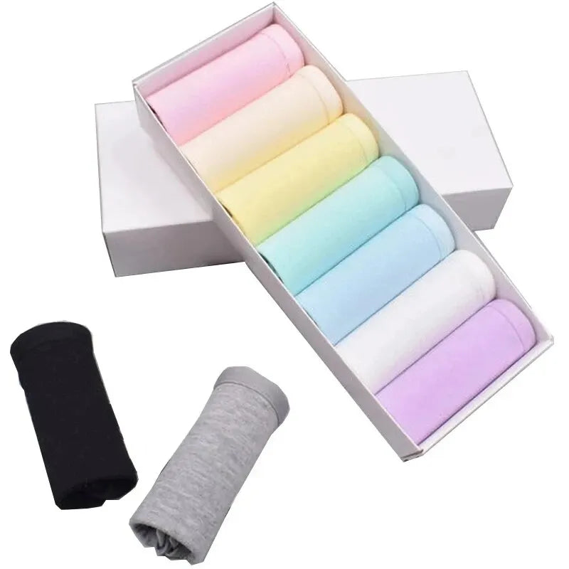7 bragas de algodón para mujer, ropa interior sexy de talla grande, lencería suave y transpirable, ropa interior femenina de color liso.