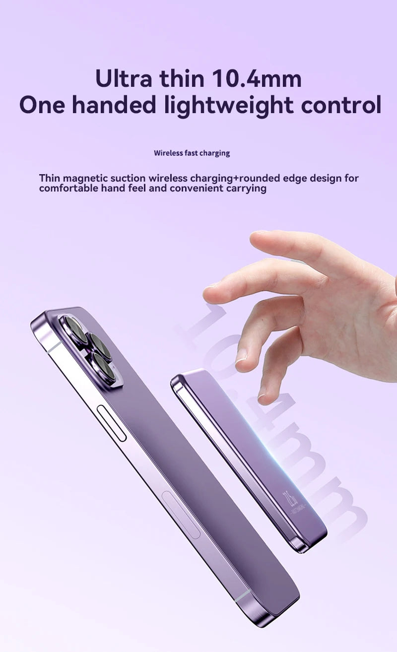 Cargador portátil magnético ultrafino Xiaomi de 500.000 mAh y 22,5 W PD con carga ultrarrápida para iPhone y Samsung.
