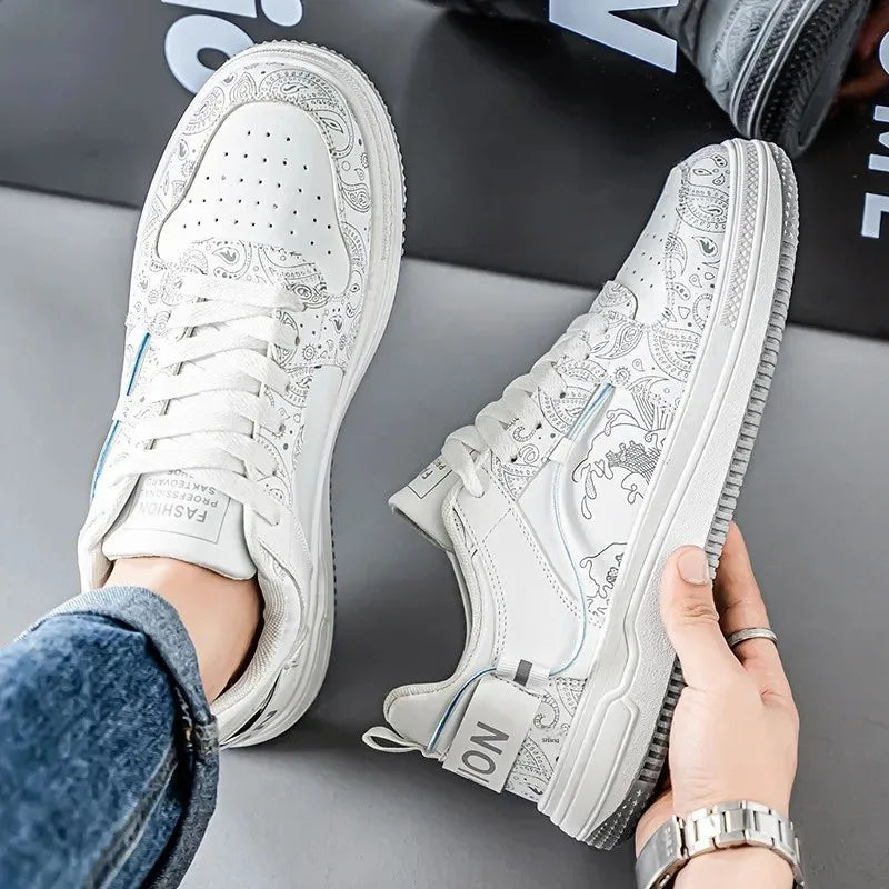 Zapatos de tabla deportivos informales para hombre, transpirables, de caña baja, versátiles, de moda, para verano 2025, para suelo de cemento, planos y con cordones.