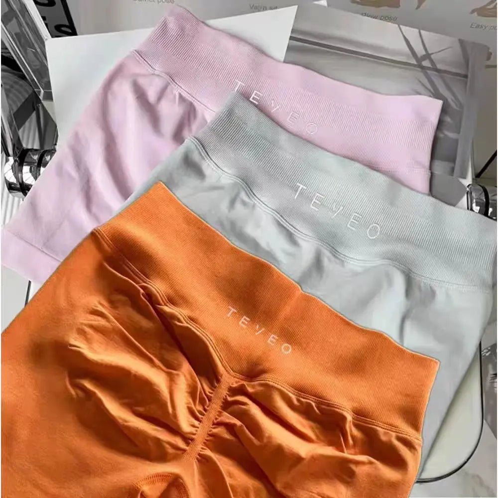 TEVEO Leggings Leggings de yoga sans couture pour femmes Corset taille moyenne collants de fitness hanches à volants Leggings d'