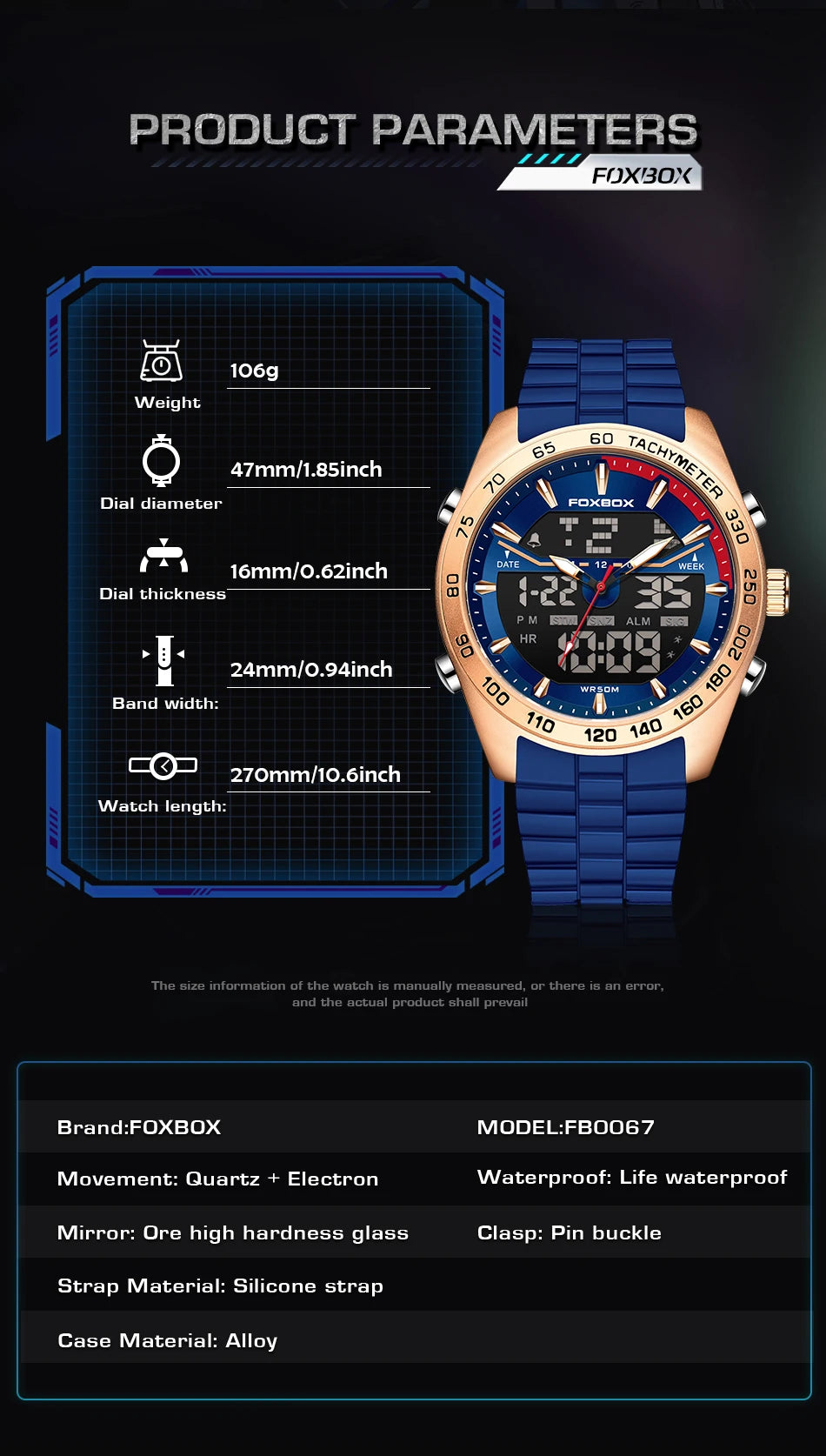 Reloj digital de lujo para hombre FOXBOX, marca superior, modelo 2026 New Business Watch, estilo militar, resistente al agua, a la moda, con movimiento de cuarzo.
