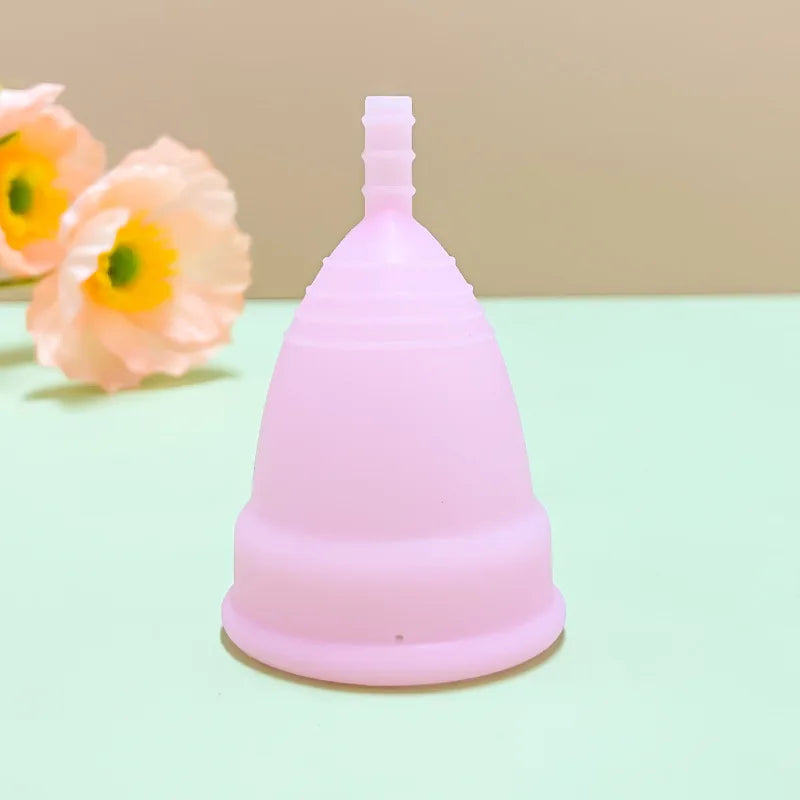 Copa menstrual con anillo, tampón y compresa de fácil extracción, alternativa de silicona médica, copa de higiene femenina para la menstruación femenina.