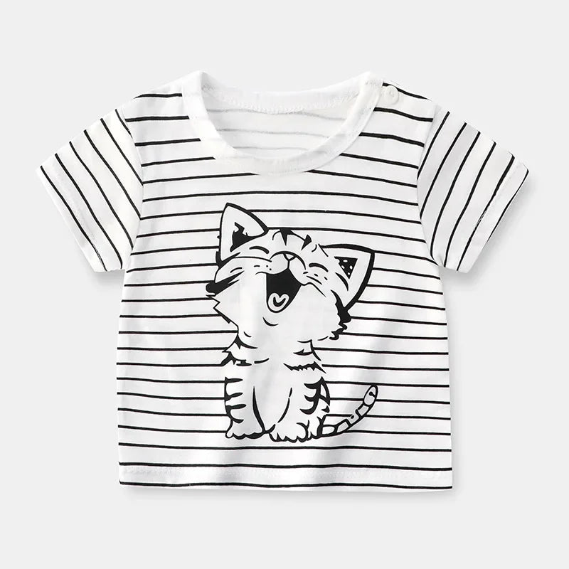 Ropa para niños, camisetas, ropa para niños, camisetas de verano para niños y niñas, camisetas de dibujos animados, ropa de manga corta, 100 % algodón, ropa para bebés