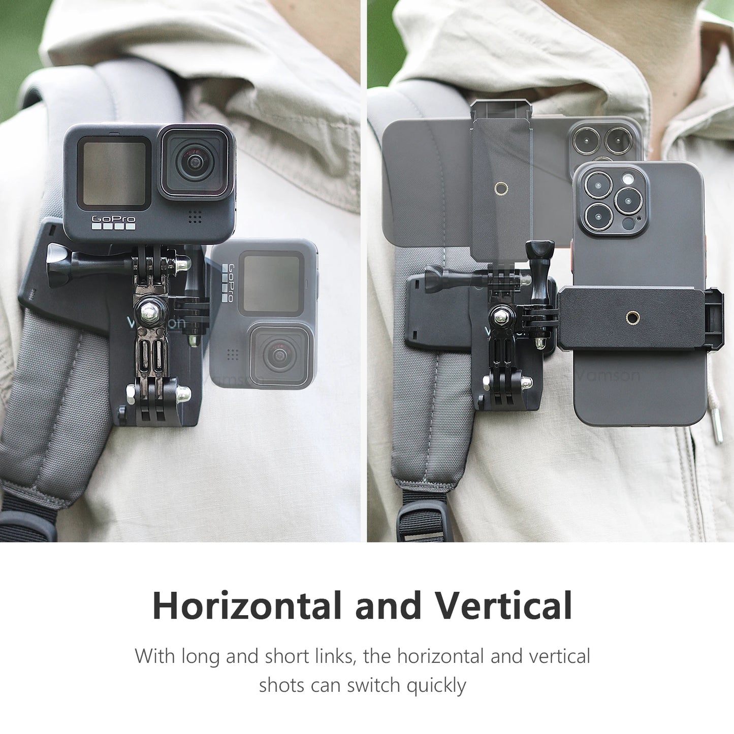 Clip de mochila Vamson para Insta360 x3 para cámara GoPro Hero 11, 10 y 9, soporte para cinturón de hombro giratorio de 360°, accesorios para DJI Action
