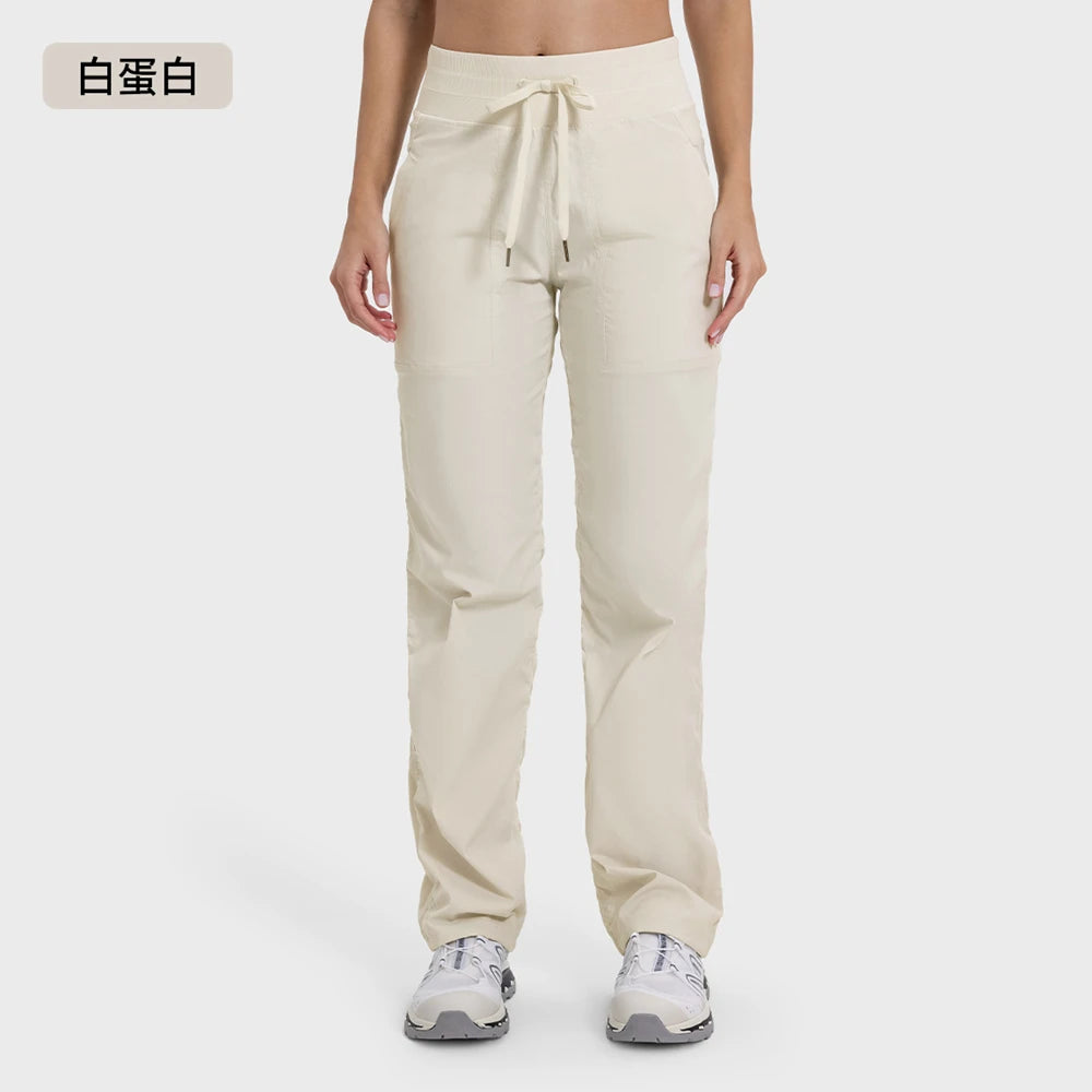 Pantalones deportivos de mujer de secado rápido, ligeros, transpirables, para correr, fitness, cintura alta, holgados, de pierna ancha, casuales, para yoga, otoño 2024.