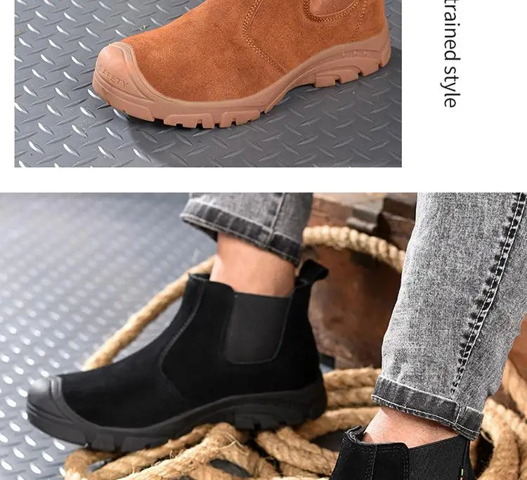 Anti Smashing And Anti Piercing Suede Safety Shoes Men's Steel Toe Cap Protection Work Shoes Fashion Scarpe Antinfortunistiche