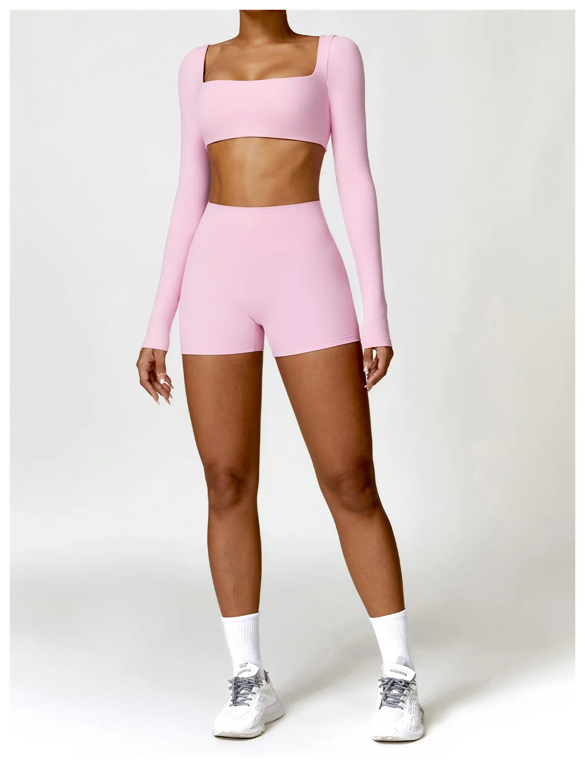 Conjunto de chándal de yoga para mujer, 2 piezas, ropa deportiva para entrenamiento, ropa deportiva, leggings de gimnasio, sujetador de fitness, top corto, trajes deportivos de manga larga