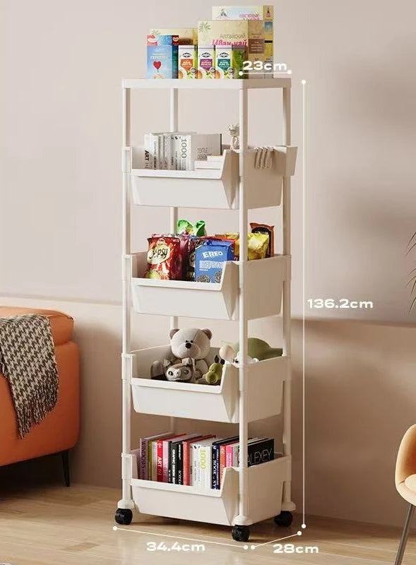 Estantería de libros multicapa con ruedas 2025, para cocina, con ranuras estrechas, para baño, sala de estar, organizador de espacios pequeños