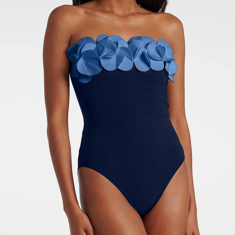 Conjunto de bikini de 2 piezas con estampado floral para mujer, traje de baño de lujo con push-up y cintura alta, traje de baño para playa