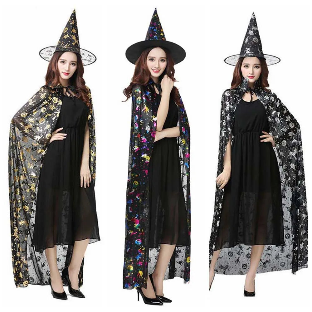 Masquerade Show Performance Costumes Halloween Cloak Sets Pumpkin Ghost Scary Costumes Bat Hat Cosplay Wizard Robe Adult