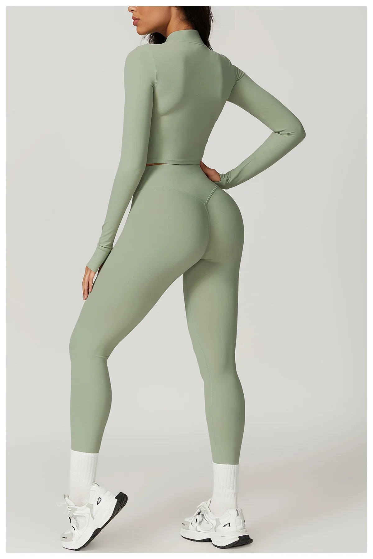 Conjunto de yoga de 3 piezas para mujer, conjuntos de entrenamiento, ropa deportiva para gimnasio, ropa deportiva con cremallera, leggings de manga larga y cintura alta, trajes deportivos, traje de yoga