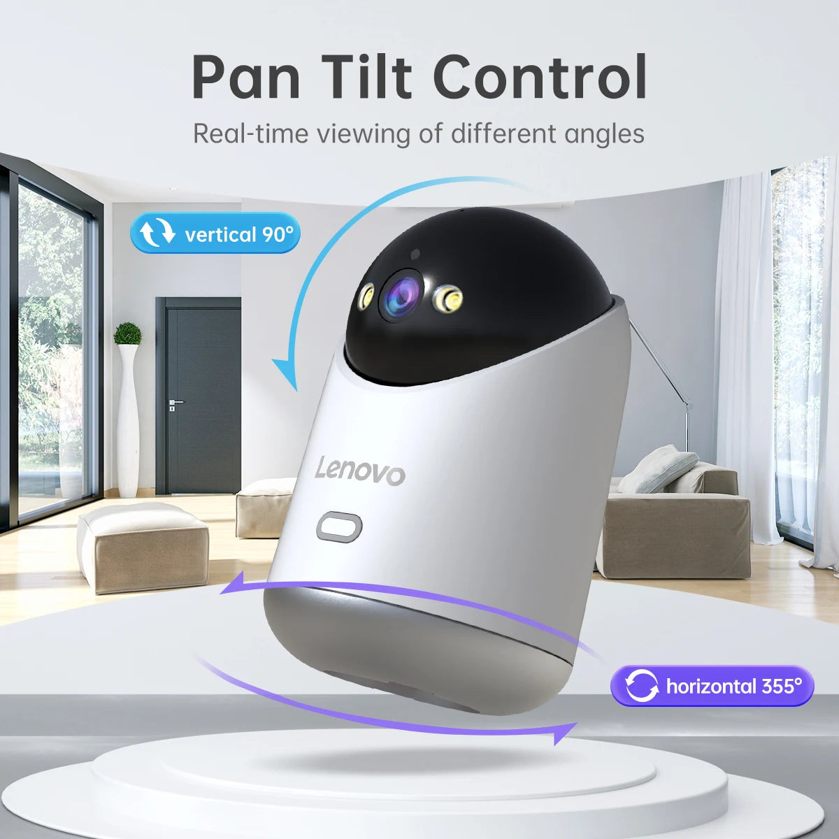 Cámara WiFi Lenovo de 5 MP para interiores, cámara IP inteligente para el hogar, color, seguimiento automático, seguridad nocturna, CCTV, monitor para bebés