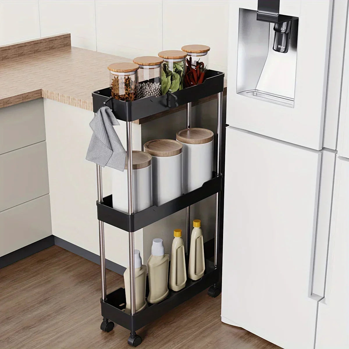 Estante de baño con ruedas 2025, carrito multiusos con ruedas de 4 niveles, organizador de baño, carrito multiusos