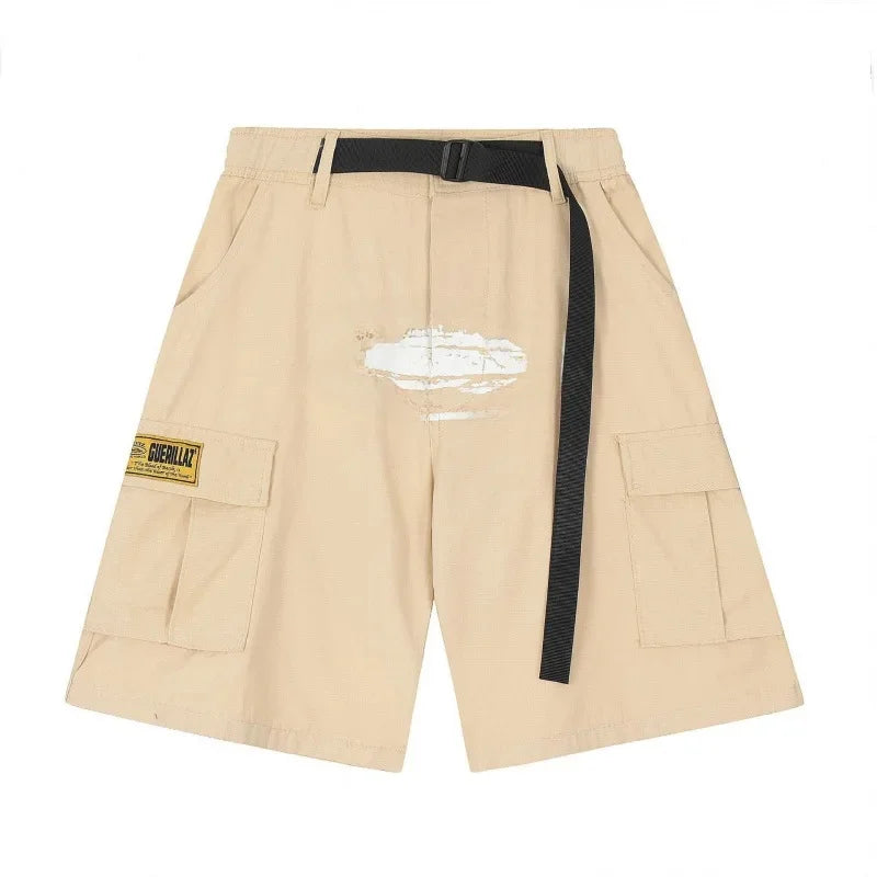 Pantalones cortos de trabajo holgados e informales con estampado multibolsillos para hombre, estilo hip hop, estilo urbano, a la moda