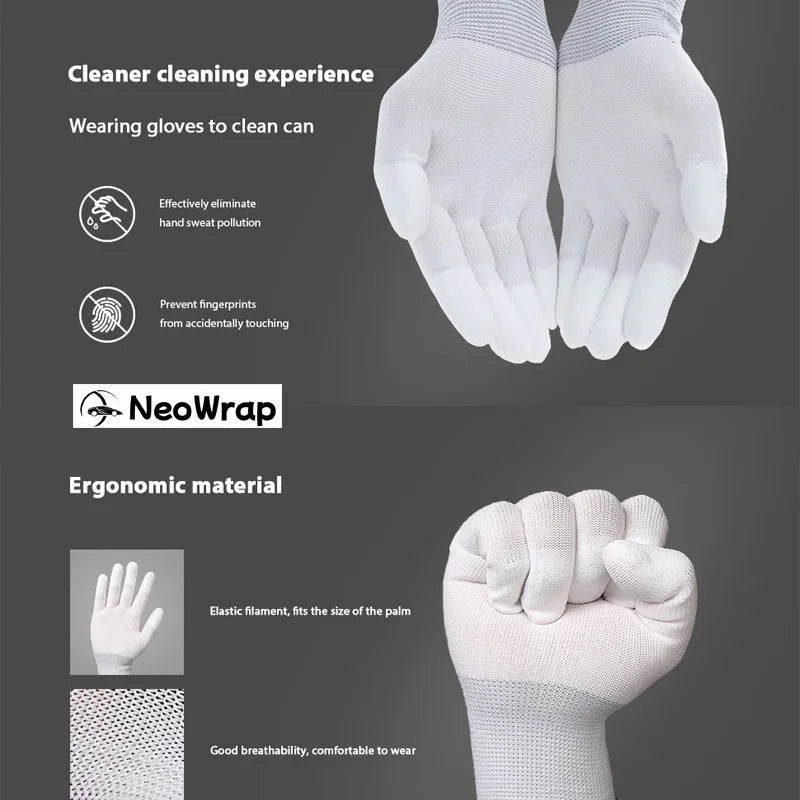 Guantes de vinilo para coche, de nailon recubierto de PU, antiestáticos, con punta de los dedos, antipolvo, para tintado de ventanas, herramientas de instalación de película