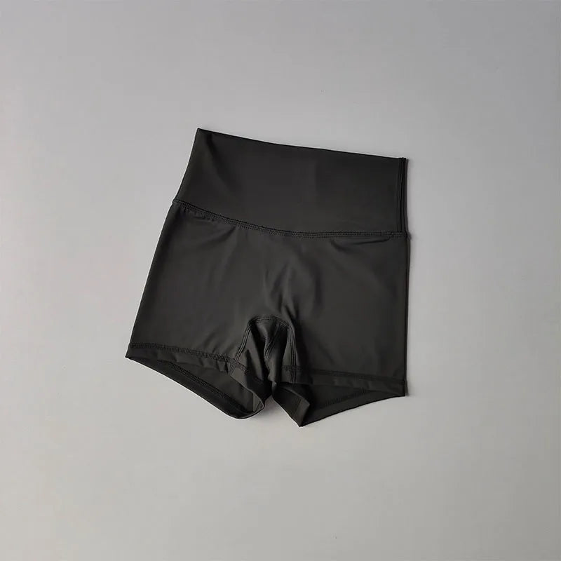 Pantalones cortos deportivos de yoga, ajustados, elásticos, de tres piezas, con cintura alta, realce de cadera y secado rápido.