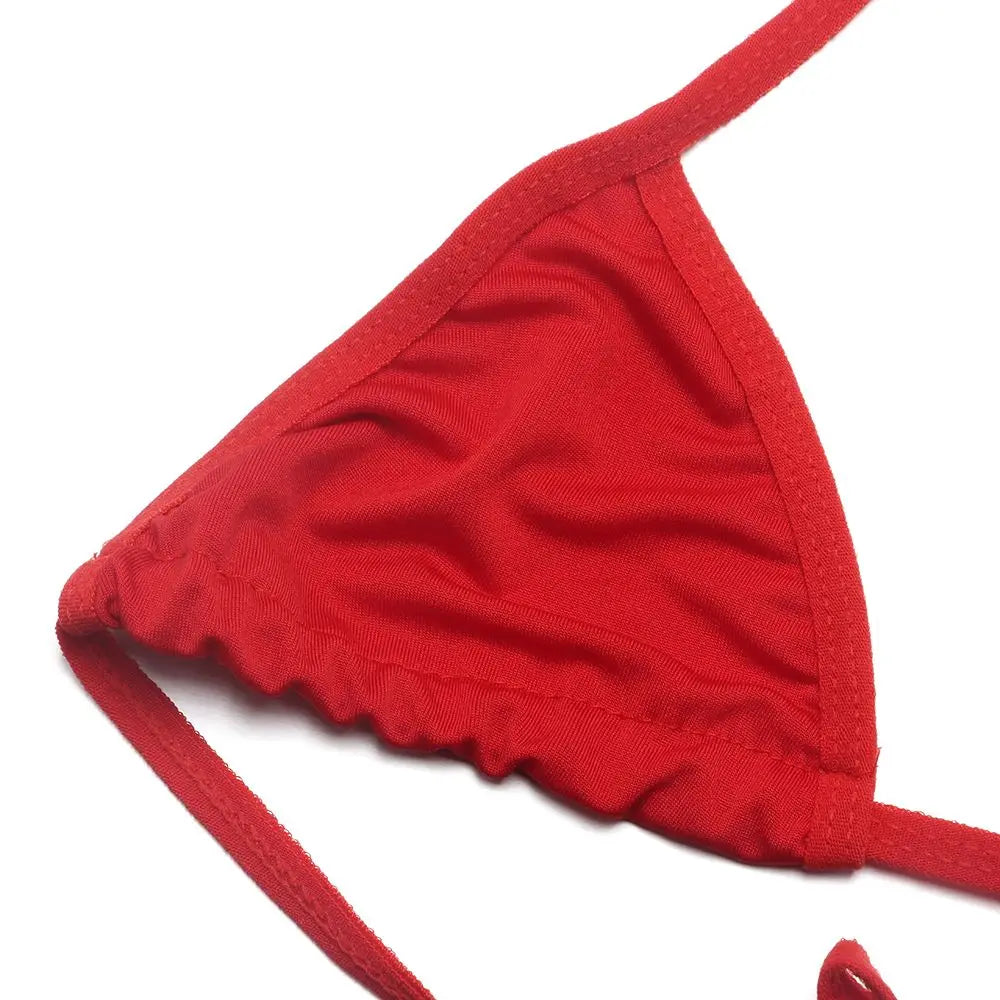 Conjunto de lencería sexy para mujer, top corto, sujetador y braguita, color liso, push up, tanga transparente