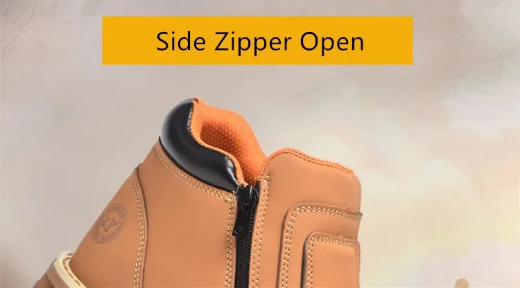 Zapatos de trabajo para hombre 2025, zapatos de seguridad impermeables, botas de cuero anti chispas, zapatos de soldador anti perforaciones y antideslizantes.
