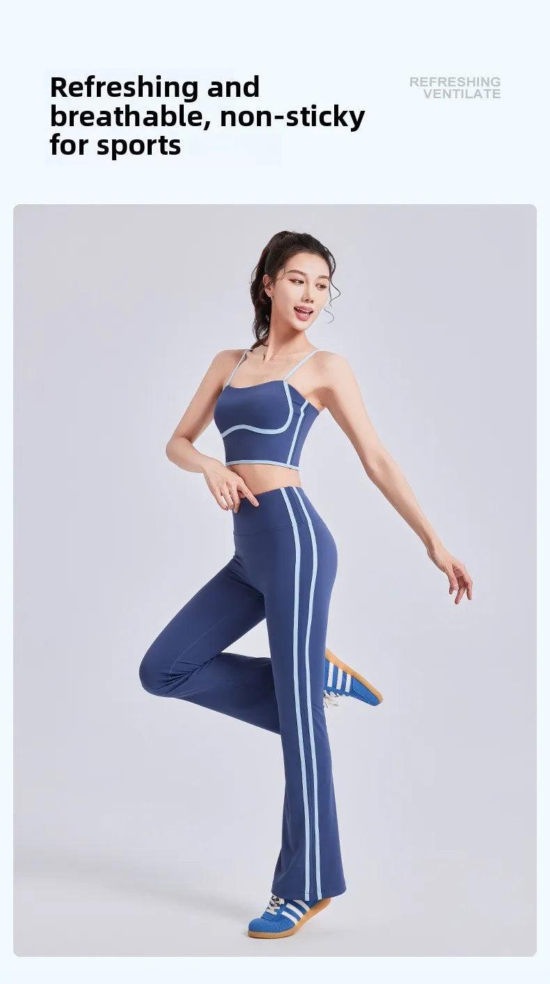 Nuevo traje deportivo para mujer, con efecto push-up, chaleco con tirantes ajustables, cintura alta, micropantalón y traje de yoga de alta elasticidad.