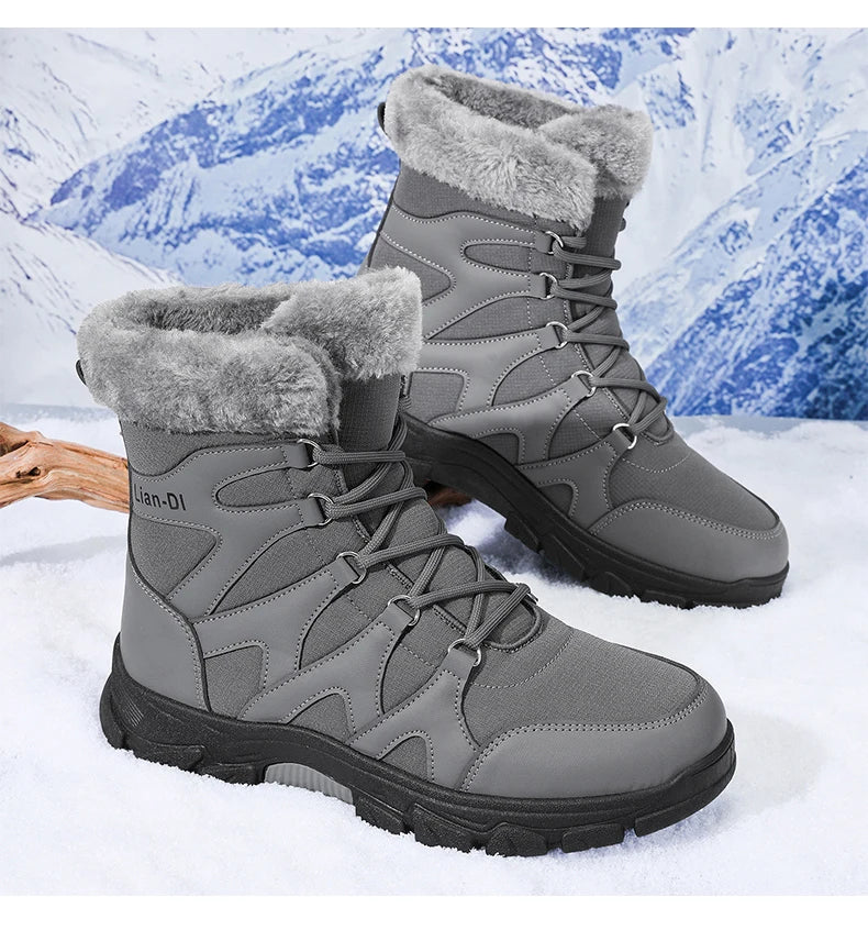 Nuevas botas de invierno para hombre, cálidas y afelpadas, hasta media pantorrilla, para exteriores, antideslizantes, impermeables, para nieve, zapatos de algodón a la moda para hombre.