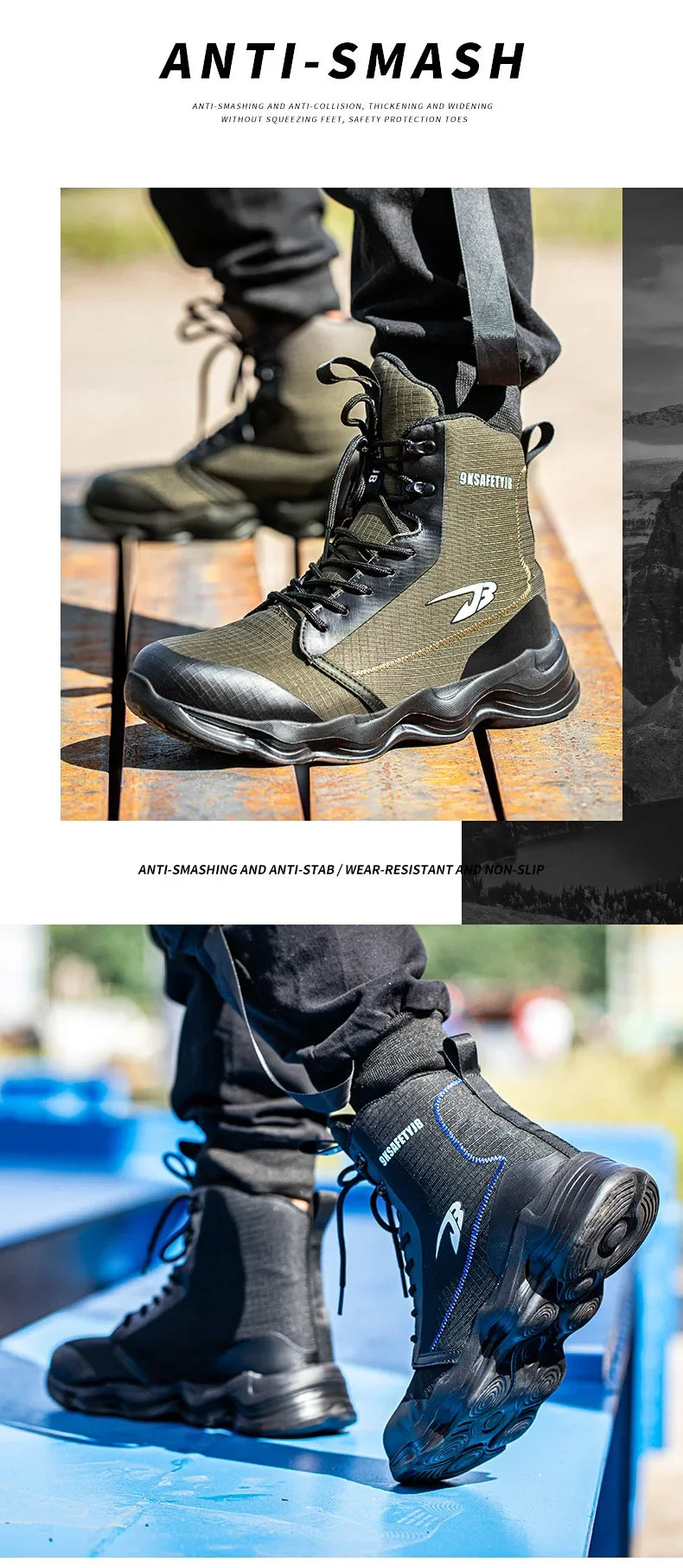 2024 Nuevos zapatos de seguridad para hombre, botas altas de trabajo, zapatillas de trabajo con puntera de acero, botas de trabajo antigolpes y a prueba de pinchazos, zapatos indestructibles