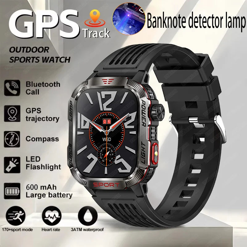 Nuevo reloj inteligente militar con GPS para Huawei y Xiaomi, linterna, brújula, resistente al agua, rastreador deportivo para exteriores, Bluetooth y llamadas.
