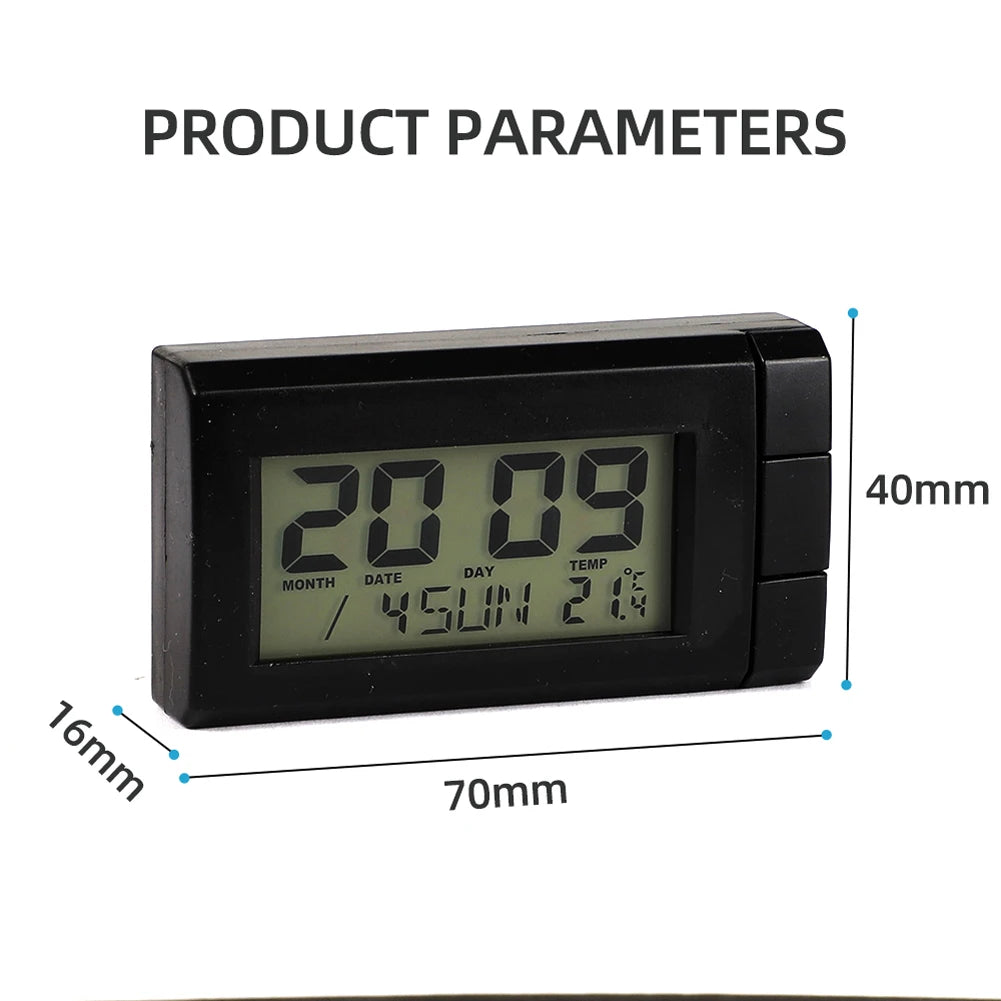 Reloj electrónico para coche con pantalla LCD, termómetro digital luminoso, calendario digital automático 2 en 1, accesorios para vehículos.