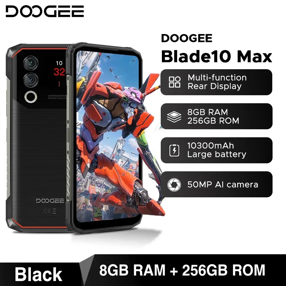 【Brand+】Estreno mundial: DOOGEE Blade10 Max, teléfono resistente con pantalla de 6,56" y 90 Hz, 8 GB de RAM + 256 GB de almacenamiento, cámara trasera de 50 MP, batería de 10300 mAh y carga de 18 W.