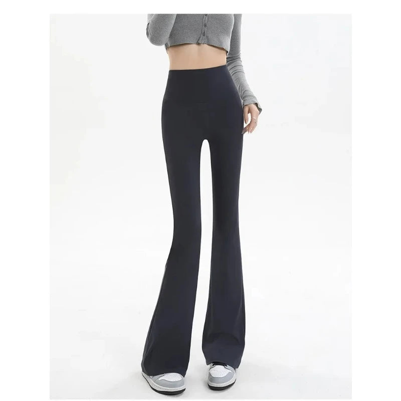 Pantalones de mujer, leggings acampanados, cintura alta, pernera ancha, pantalones de yoga, mallas deportivas sin costuras, para entrenamiento, gimnasio, ropa deportiva informal, adelgazantes.
