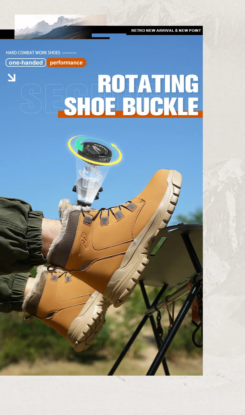 Botas de trabajo de seguridad de invierno para hombre y mujer, tallas 47 y 48, impermeables, ligeras, con puntera de acero, calzado de seguridad protector para hombre.