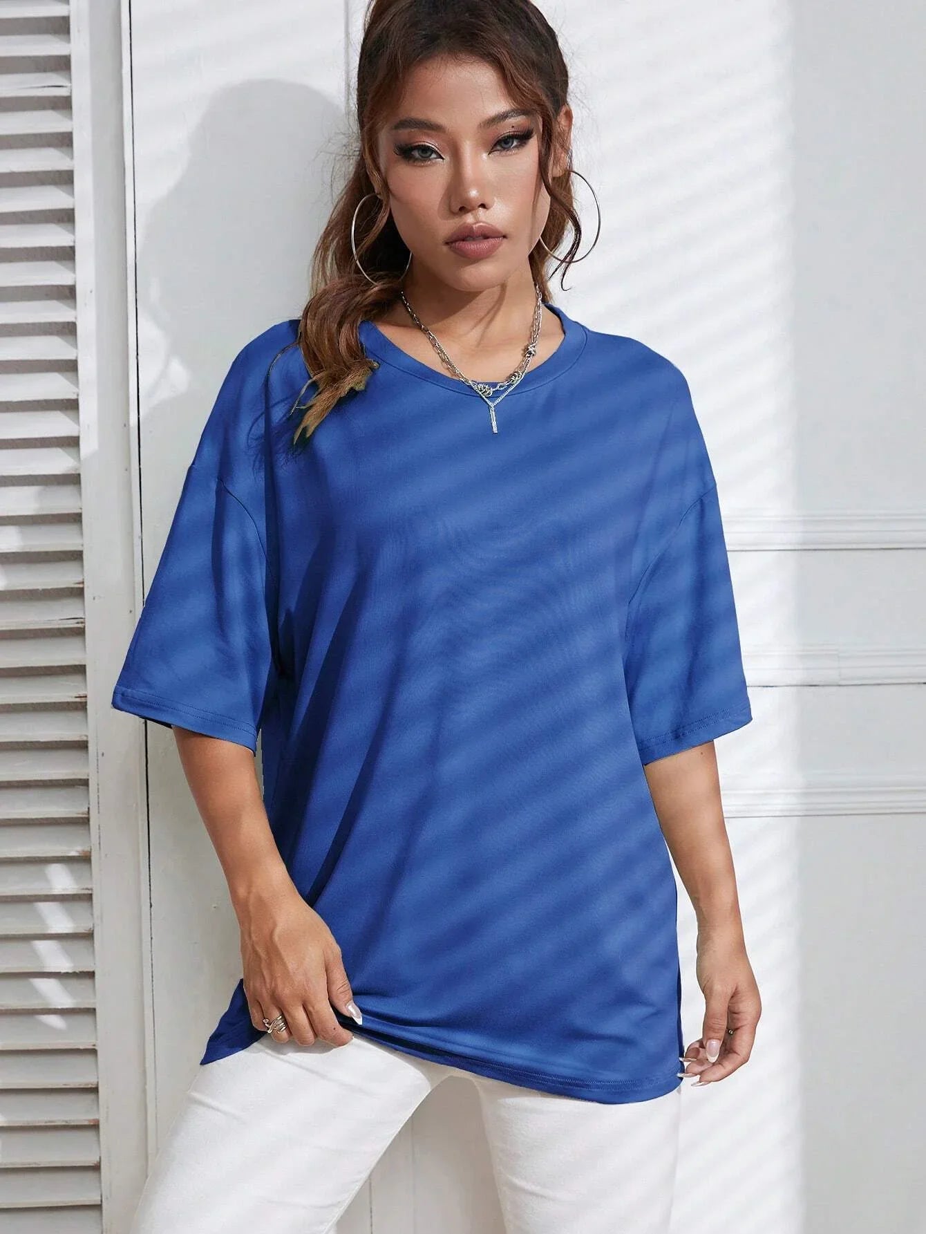 Camisetas de algodón suaves de manga corta de color liso para mujer, ropa deportiva, transpirables y cómodas, camiseta holgada básica que combina con todo para mujer