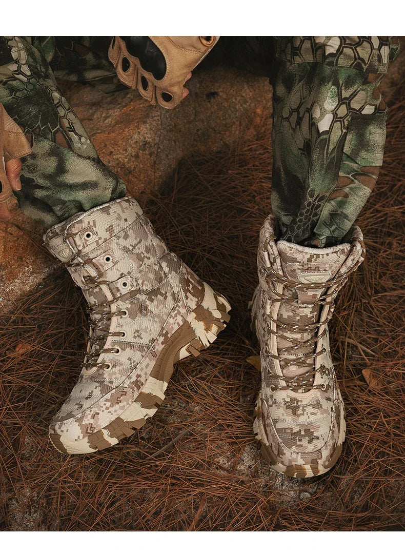 2024 Men boots Tactical Shoes High Top Hiking Durable  Anti-Slip Outdoor Climbing Trekking shoe Military Tactical Low Boots