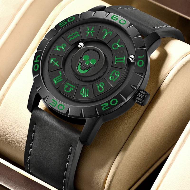 Nuevo reloj de lujo para hombre de la marca original FOXBOX, a la moda, con calavera, puntero deslizante, fuerza magnética, impermeable, de cuarzo.