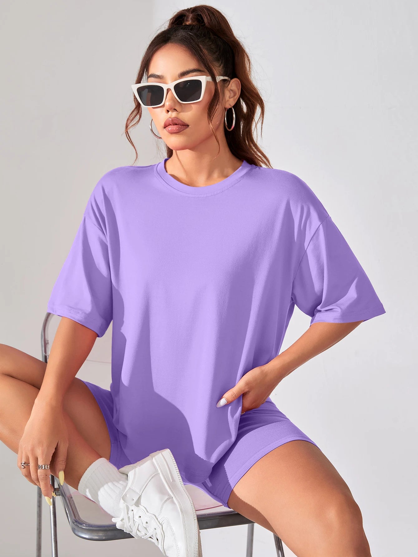 Camisetas de algodón suaves de manga corta de color liso para mujer, ropa deportiva, transpirables y cómodas, camiseta holgada básica que combina con todo para mujer