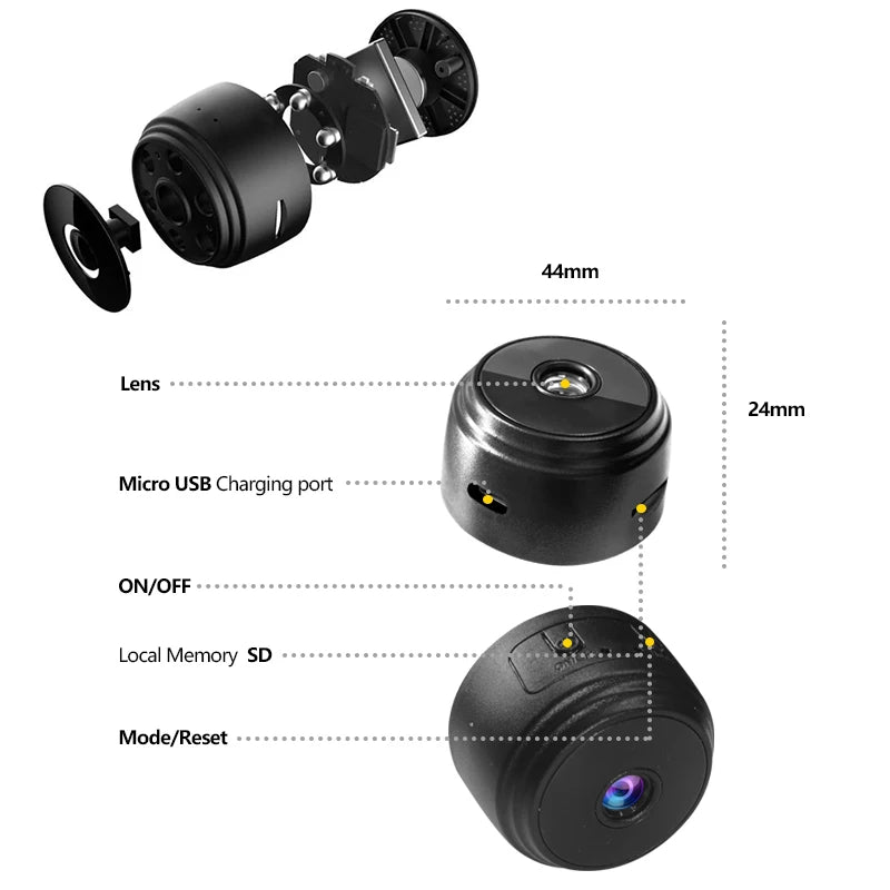 Mini cámara A9 de 2 MP, inalámbrica, con WiFi, para seguridad, monitor remoto, videocámaras, videovigilancia, hogar inteligente.