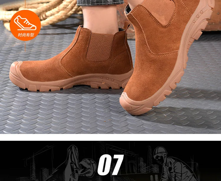 Anti Smashing And Anti Piercing Suede Safety Shoes Men's Steel Toe Cap Protection Work Shoes Fashion Scarpe Antinfortunistiche