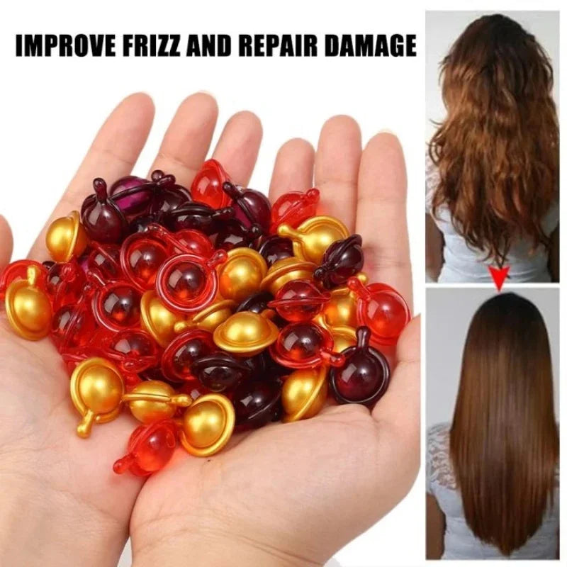 Cápsula de vitaminas para el cabello Aceite de queratina Restauración rápida Cuidado del cabello suave y brillante Nutrir Reparar el cabello dañado Tratamiento para la división Producto