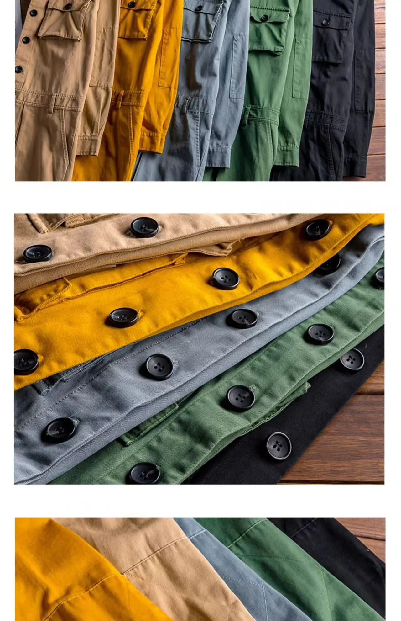 Spring Overalls Men's Jumpsuit Loose Long Sleeve Cotton Cargo Pants Black Yellow Workwear Trousers Working Uniform Rompers