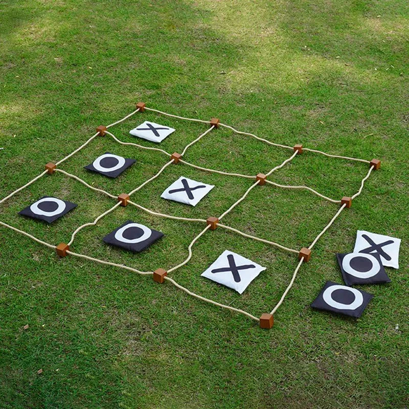 Juego gigante de tres en raya para exteriores, de instalación instantánea y sin ensamblaje, con lanzamiento de pufs, juegos gigantes de jardín para adultos.