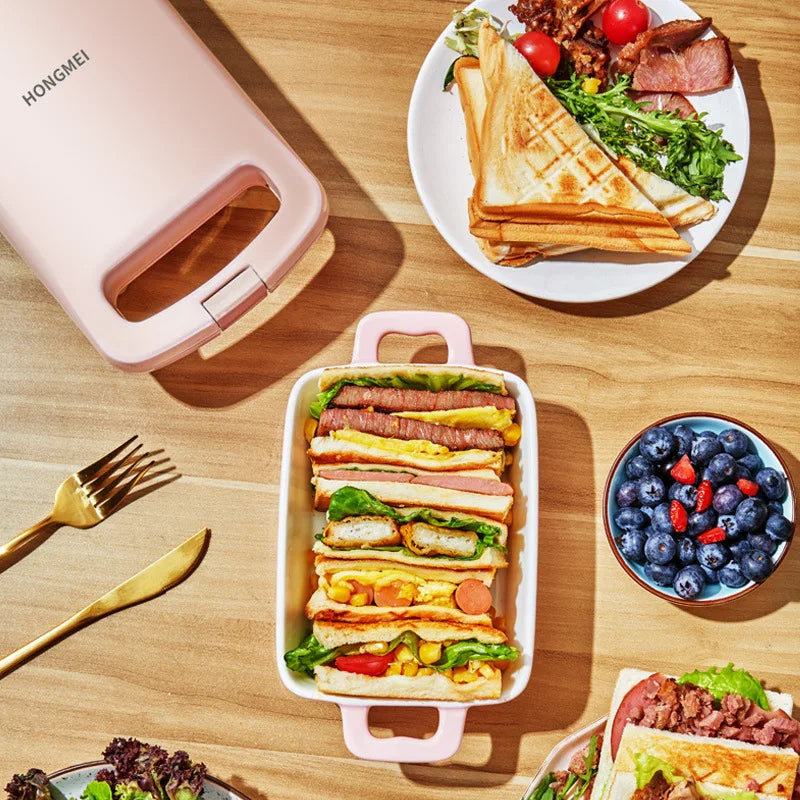 Máquina de desayuno, sandwichera, waflera, máquina de alimentos ligera, multifunción para el hogar, prensa para tostar tostadas, tostadora para freír