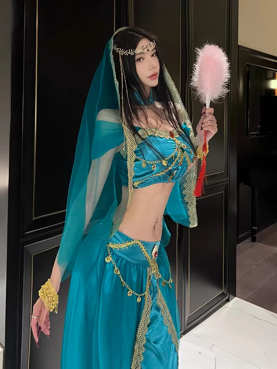 Role Playing Sexy Western Region Dancer Peacock Princess Greek Goddess Costume Hot Egyptian Indian Dancer Exotic Costume Stage