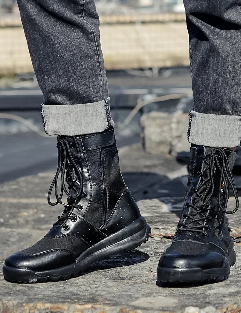 Summer Combat Training Boots Work Shoes Lightweight Mesh Breathable Military Tactical Boots 34-49 Plus Size Outdoor Hiking Boots